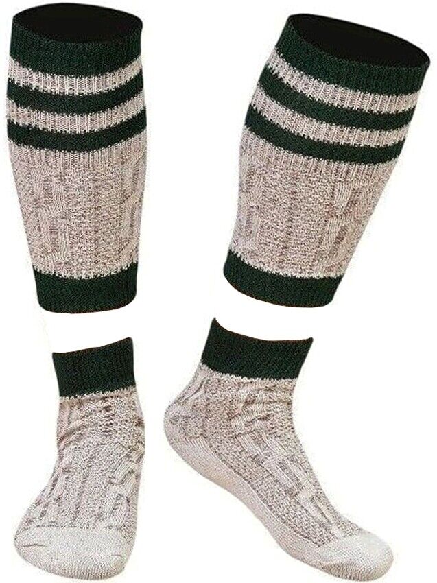 Traditional White & Brown Bavarian Oktoberfest Costume Socks - Perfect for Lederhosen Attire
