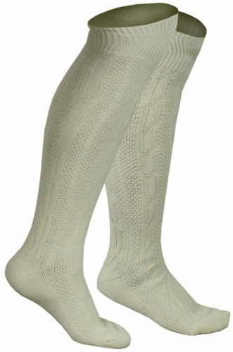 Traditional White & Brown Bavarian Oktoberfest Costume Socks - Perfect for Lederhosen Attire