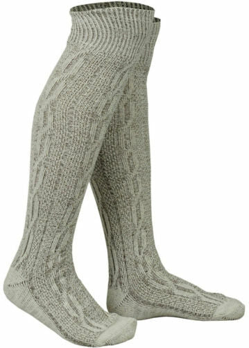 Traditional White & Brown Bavarian Oktoberfest Costume Socks - Perfect for Lederhosen Attire